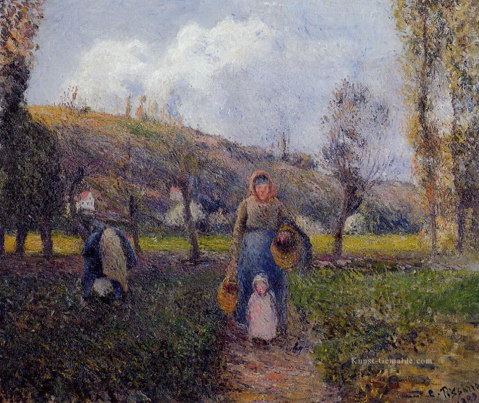 Bäuerin und Kind die Felder pontoise 1882 Camille Pissarro Ernte Ölgemälde